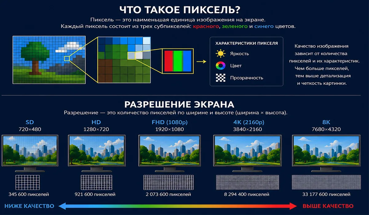 Каким бывает разрешение экрана монитора?